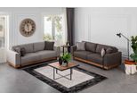 Set Di Divani Di Lusso Divano Marrone 3+3 Posti In Tessuto Divano Di Lusso Design