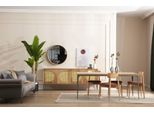 Set Da Sala Da Pranzo In Legno Set Da Pranzo Tavolo Credenza Specchio 4X Sedie 7 Pezzi.