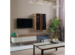 Parete Attrezzata Porta Tv Rtv Credenza Bassa Legno Marrone Mobile Moderno