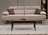 Divano Completo In Tessuto Divano A Tre Posti Poltrona Divano Beige Set Divano Imbottito 3 Pezzi