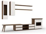 Soggiorno Completo 7 Pezzi Porta Tv + Tavolino In Legno Mobili Vetrine Moderne