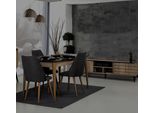Gruppo Sala Da Pranzo Tavolo Marrone Di Design 4X Sedie Imbottite Nere