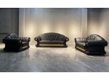Divano Chesterfield Divano Set 3+2+1 Pelle Divano Tappezzeria Mobili Classici