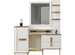 Tavolino Da Toilette Tavolino Da Trucco Comò Con Specchio Legno Acciaio Inox Oro Bianco