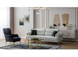 Gruppo Divani Tre Posti Poltrona Divano Imbottito Tessuto Divano Blu 2Pcs