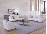 Set Di Mobili Imbottiti Bianchi Per Il Soggiorno 4Pcs Moderno 2X Divano A Tre Posti Design Poltrona