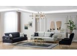 Set Di Divani A Tre Posti Poltrona Divano Imbottito Divano In Tessuto Divano Blu 3Pcs