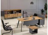 Scrivania D'angolo Moderno Studio Mobili Ufficio Marrone 3 Pezzi Gruppo Legno