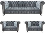 Set Completo Divano Chesterfield 2X Poltrona Divano Di Lusso A Tre Posti Nuovo