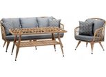 Mobili Da Giardino Grigio Set Di Divani Poltrona Veranda Gruppi Di Sedute Tavolino Divano 3Pcs