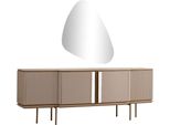 Credenza Beige Per Sala Da Pranzo A 2 Ante Specchio Di Lusso Mobili Moderni In Legno