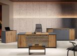 Set Completo Di Mobili Per Ufficio Scrivania Per Ufficio 4 Pezzi Legno Marrone