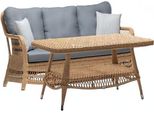 Set Grigio Divano 3 Posti Tavolino Divani Tre Posti Rattan Lusso Moderno 2 Pezzi
