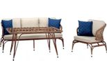 Mobili Da Giardino Marrone Robusto Set Da Giardino In Rattan Tavolino Poltrona Divano 3 Posti