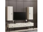 Set Da Soggiorno 2 Pezzi Nuovo Moderno Designer Porta Tv E 2X Armadio A Muro