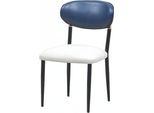 Poltrona Sedia Sala Da Pranzo Sedia Imbottita Design Moderno Tessile Bianco Lusso Blu