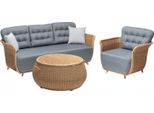 Mobili Da Giardino Robusto Set Da Giardino In Rattan Tavolino Grigio Poltrona Divano A 3 Posti