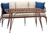 Set Divano 3 Posti Tavolino Marrone Divani Tre Posti Rattan Lusso Moderno