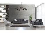 Set Soggiorno 3 Pezzi 2X 3 Posti Grigio Con Poltrona Bianca Design Moderno Tessile