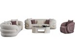 Set Di Divani Di Lusso 2X Divani 3 Posti Poltrona Bianco Divano Bracciolo Soggiorno