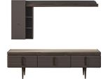 Parete Attrezzata Credenza Rtv Scaffali Bassi Mobile Porta Tv Legno Grigio