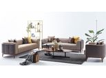 Set Tre Posti Quattro Posti Poltrona Divano Tessuto Beige Divano Tessuto 4+3+1