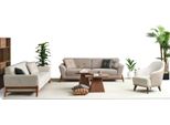 Gruppo Divano Tre Posti Poltrona Divano In Tessuto Beige Divano In Tessuto 3Pcs 3+3+1