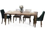 Sala Da Pranzo Classica Set Di Legno Tavolo Da Pranzo 6X Sedie Imbottite 7Pcs Set