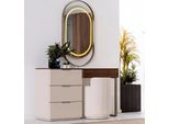Lusso Tavolino Da Toilette Beige Specchio Ovale Cassetti Designer Tavolino Da Toilette