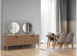 Set Da Pranzo Moderno Composto Da Tavolo Da Pranzo Di Design 4X Sedie Credenza 6 Pezzi.