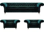 Set Di Lusso Completo 3 Pezzi Soggiorno 2X Poltrona Mobili Imbottiti Divano Divano Tre Posti