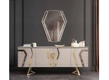 Lussuosa Cassettiera Bianca E Oro Con Specchio Credenza Di Design In Legno