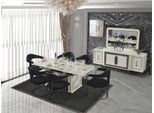 Set Sala Da Pranzo Moderna Tavolo Da Pranzo Bianco 6 Sedie Credenza Bianca Specchio Nuovo