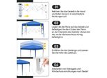 Aopunly Gazebo Pieghevole 3X3M Blu Tenda Per Feste Protezione Uv Regolabile In Altezza Con Borsa Per Il Trasporto, Per Campeggio Giardino All'aperto Senza Pareti Laterali