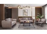 Set Di Divani Imbottiti Da Salotto Beige Poltrona A Tre Posti Arredo Tessile