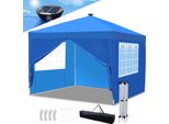 Tolletour Gazebo Pieghevole 3X3M Blu Con Luce Led Solare Con Pareti Laterali Tenda Per Feste Protezione Uv Regolabile In Altezza Con Borsa Per Il Trasporto, Per Il Campeggio All'aperto In Giardino