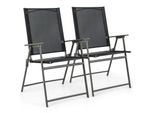 Set Di 2 Sedie Da Giardino Costway, Sedie Pieghevoli Con Schienale Alto E Braccioli, Sedie Da Balcone, Sedie Da Patio Con Portata Fino A 150 Kg 58X57,5X95,5 Cm Nero