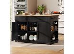 Flieks Carrello Da Cucina A Isola Con Funzione Di Carico, Carrello Da Cucina Con Piano Di Lavoro Estraibile, Carrello Portavivande Da Cucina, Nero
