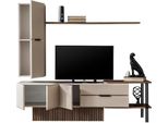 Parete Attrezzata Porta Tv Armadio A Muro Rtv Ribassato Mensole In Legno Beige