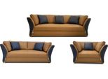 Divano 3+2+1 Posti Design Divani Imbottiti Pelle Relax Moderna Nuovo Marrone