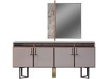 Set Credenza Con Specchio Mobile Credenza Cassettiera In Legno Grigio
