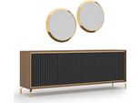 Sala Da Pranzo Moderno Set Da Pranzo Credenza Con 2X Specchio Mobili In Legno Di Lusso