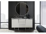 Gruppo Cassettiera Con Specchio Tavolino Da Toilette Legno Bianco Moderno