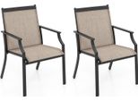 Costway Set Di 2 Sedie Da Giardino, Sedie Da Patio, Sedie Da Balcone Con Seduta Traspirante E Struttura In Metallo, Sedie Da Esterno Fino A 150 Kg Di Caffè