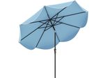 Ombrellone Costway 270 Cm, Ombrellone Da Giardino Con 8 Costole, Manovella E Mantovana, Pieghevole A 25° Su Entrambi I Lati, Ombrellone Da Patio, Ombrellone Da Mercato Blu Navy