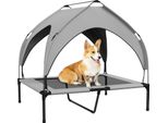 Pawhut Lettino Per Cani Rialzato Con Tettoia, Letto Per Animali, Letto Per Cani Da Esterno Con Tettoia, Traspirante, Per Cani Di Taglia Grande Grigio Chiaro Oxford 91 X 76 X 89 Cm