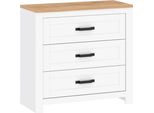 Casa Dolce Cassettiera Teoria 1, Bianco + Rovere, 94X41X89,5 Cm, Tre Cassetti, Protezione Bordi In Abs