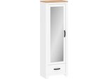 Armadio Casa Dolce Teoria 4, Bianco + Rovere, 64X41X199,5 Cm, Specchio Alto, Un Cassetto, Un Ripiano