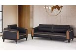 Set Di Divani Neri Set Moderno Di Poltrone A Tre Posti In Tessuto Arredamento 2Pcs
