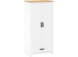 Armadio Casa Dolce Teoria 6, Bianco + Rovere, 94X59X199,5 Cm, 1 Cassetto Largo, 3 Ripiani Interni